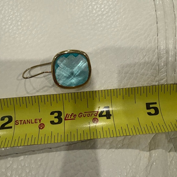 Blue topaz statement earrings, gold vermeil drops. - Picture 2 of 3